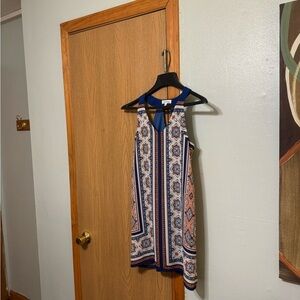 Monteau XS Multi-Color w/Geometric Print Sleeveless Above-Knee Shift Dress - EUC